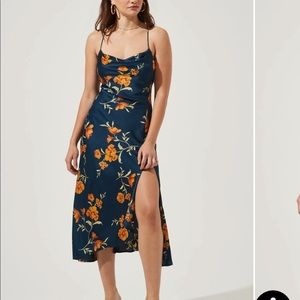ASTR the Label Gaia Floral Midi Dress blue floral